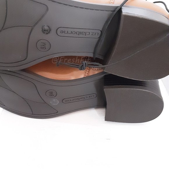 🆕Liz Claiborne Hoyt Memory Foam Booties Luggage Camel Stacked Heel 8M - Picture 10 of 11